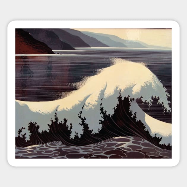 eyvind earle the famous wave Sticker by QualityArtFirst